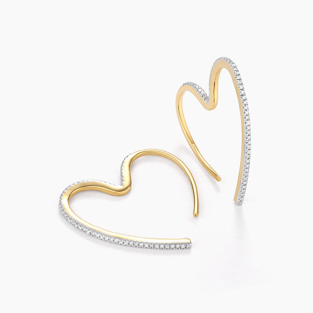 Heart shaped diamond store hoop earrings