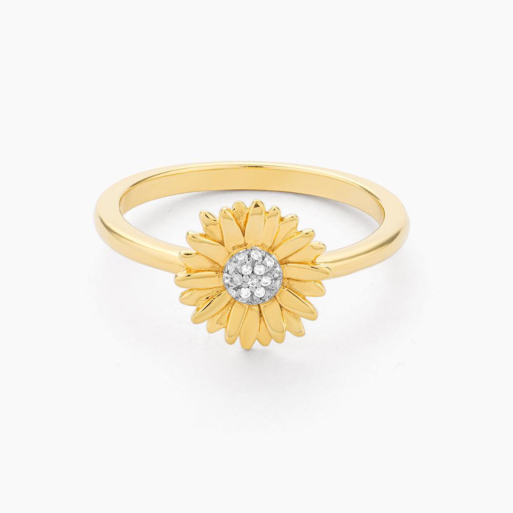 Wmkox8yii Ladies Fashion Light Color Lettering Sunflower Diamond Ring  Fashion Creative Ring Jewelry 