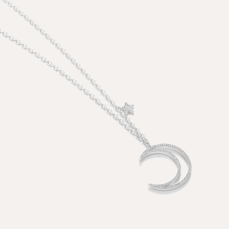 Crescent Moon & Star Pendant Necklace