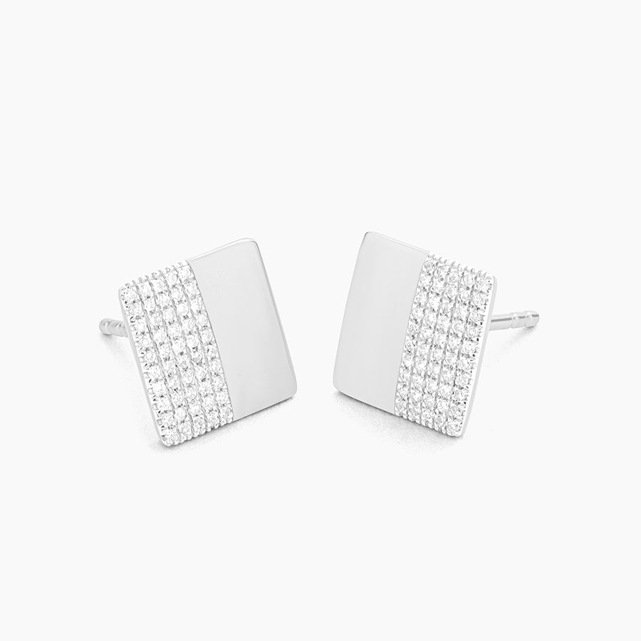 Two-Tone Square Stud Earrings in Diamonds and Gold