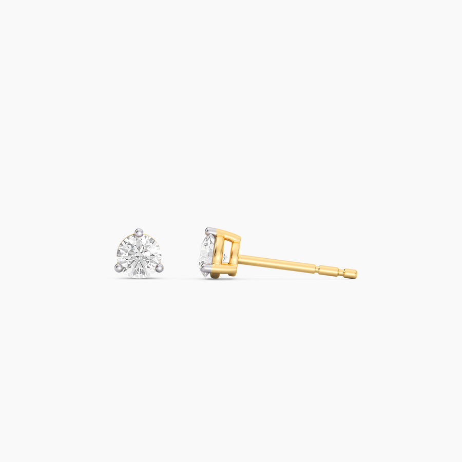 Lab-Grown 0.3 Ct Three Prong Stud Earrings