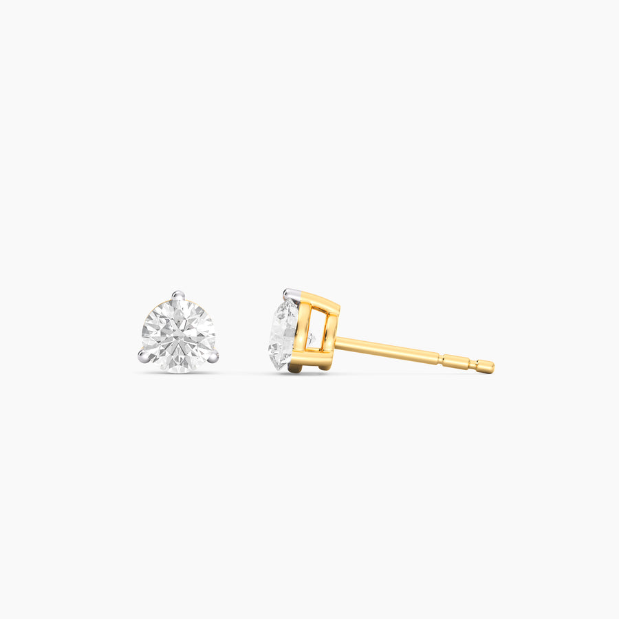 Lab-Grown 0.6 Ct Three Prong Stud Earrings