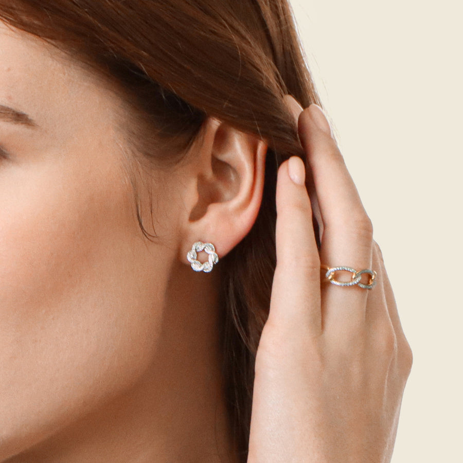 Lab-Grown Triple Link Statement Ring
