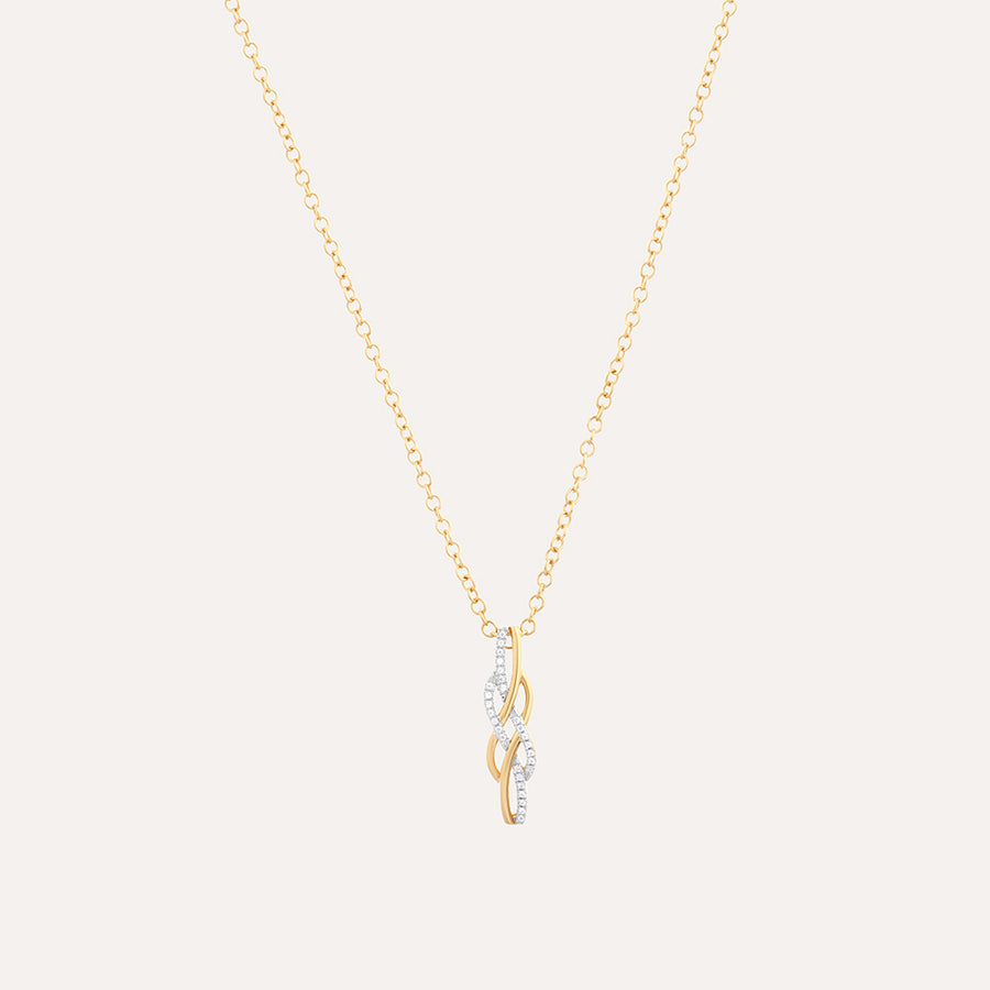 Diamonds and Gold Intertwined Pendant Necklace