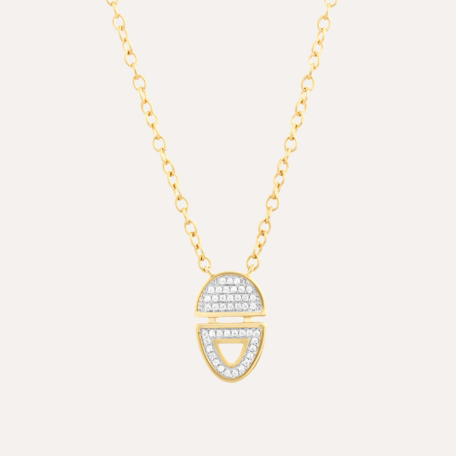 Half-Full Oval Pendant Necklace