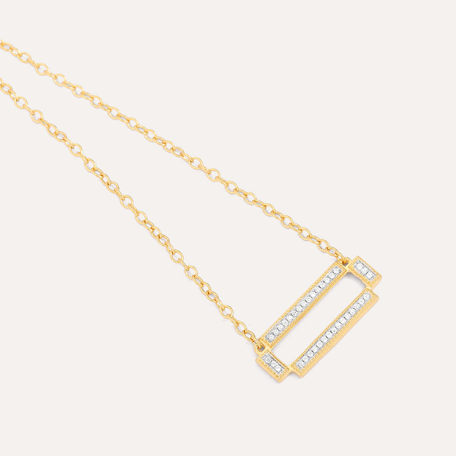 Four Bar Rectangle Pendant Necklace