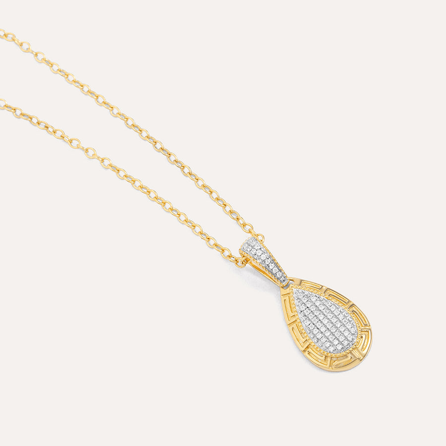 Gold Rim Raindrop Pendant Necklace