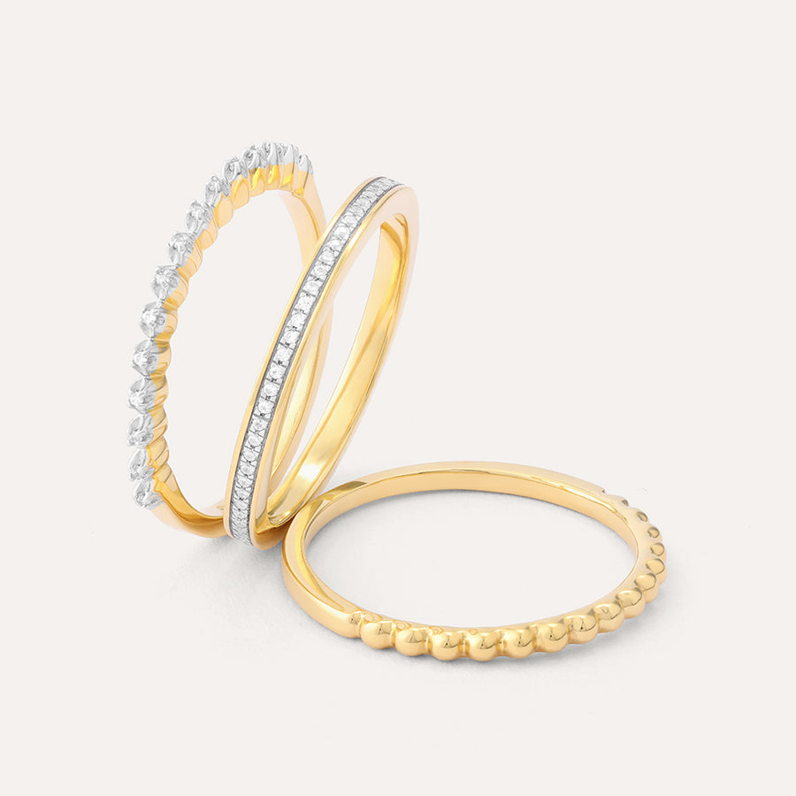 Diamonds and Bubbles of Gold Stackable Ring