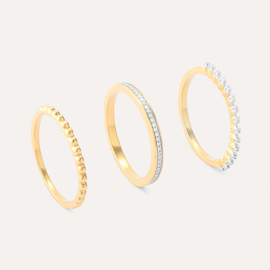 Diamonds and Bubbles of Gold Stackable Ring