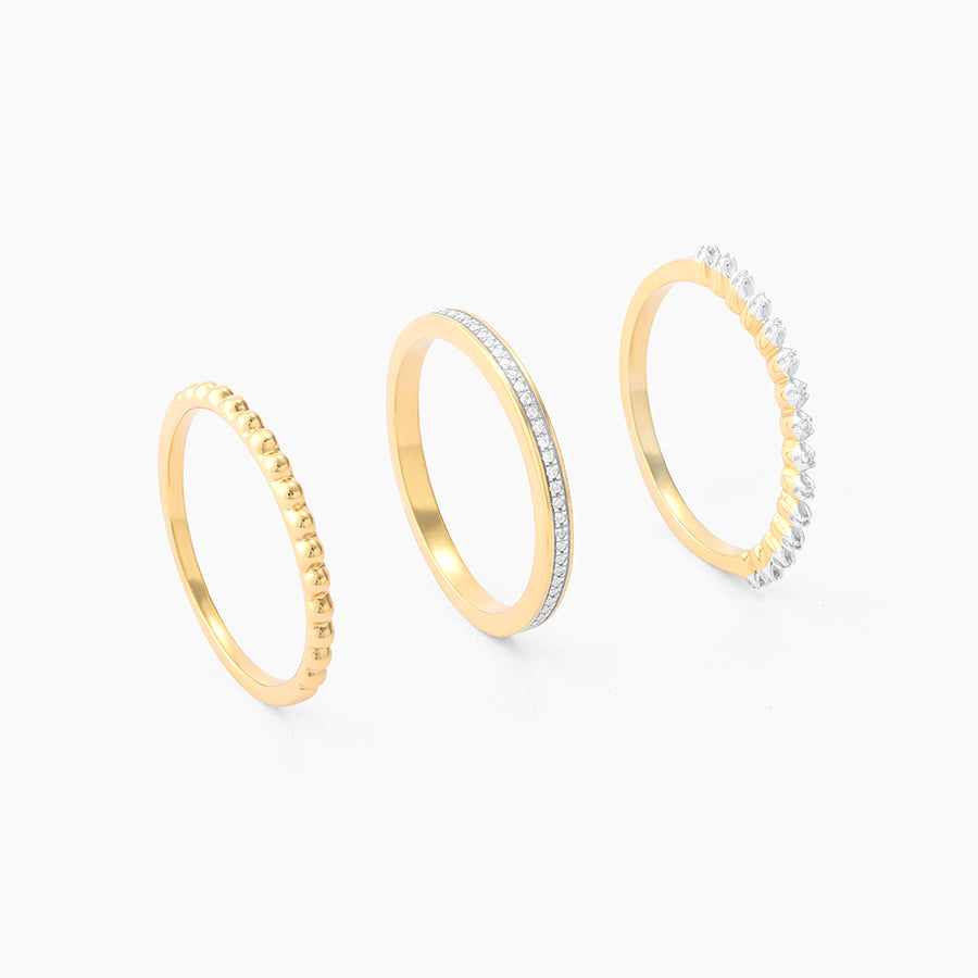 Diamonds and Bubbles of Gold Stackable Ring