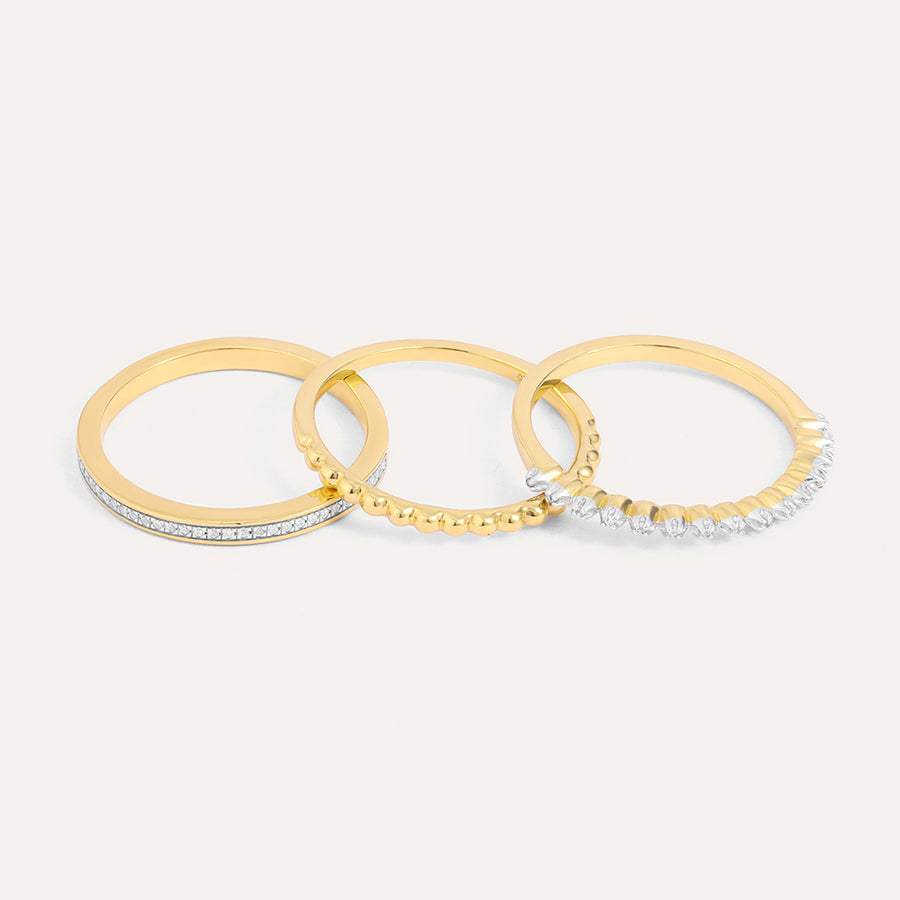 Diamonds and Bubbles of Gold Stackable Ring