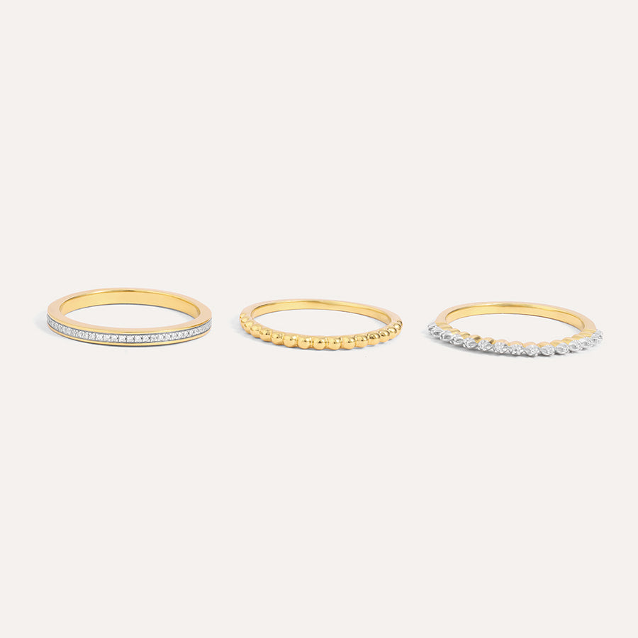 Diamonds and Bubbles of Gold Stackable Ring