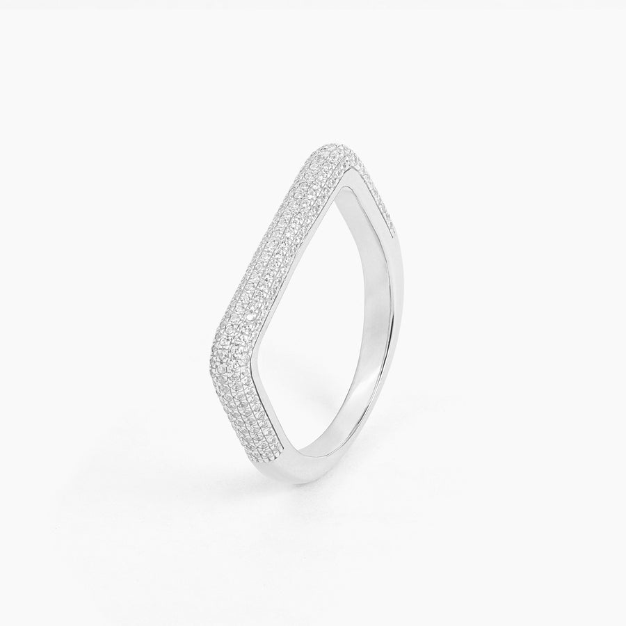 Curved Diamond Bar Stackable Ring