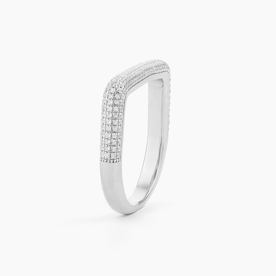 Curved Diamond Bar Stackable Ring