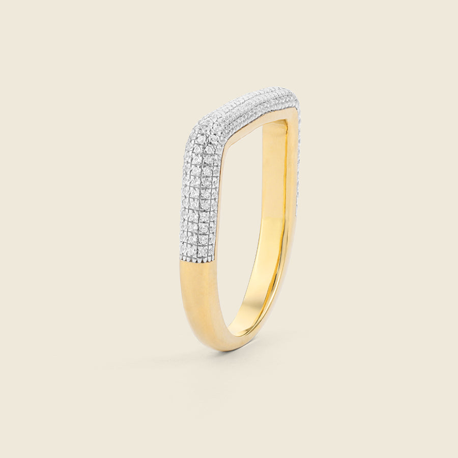 Curved Diamond Bar Stackable Ring