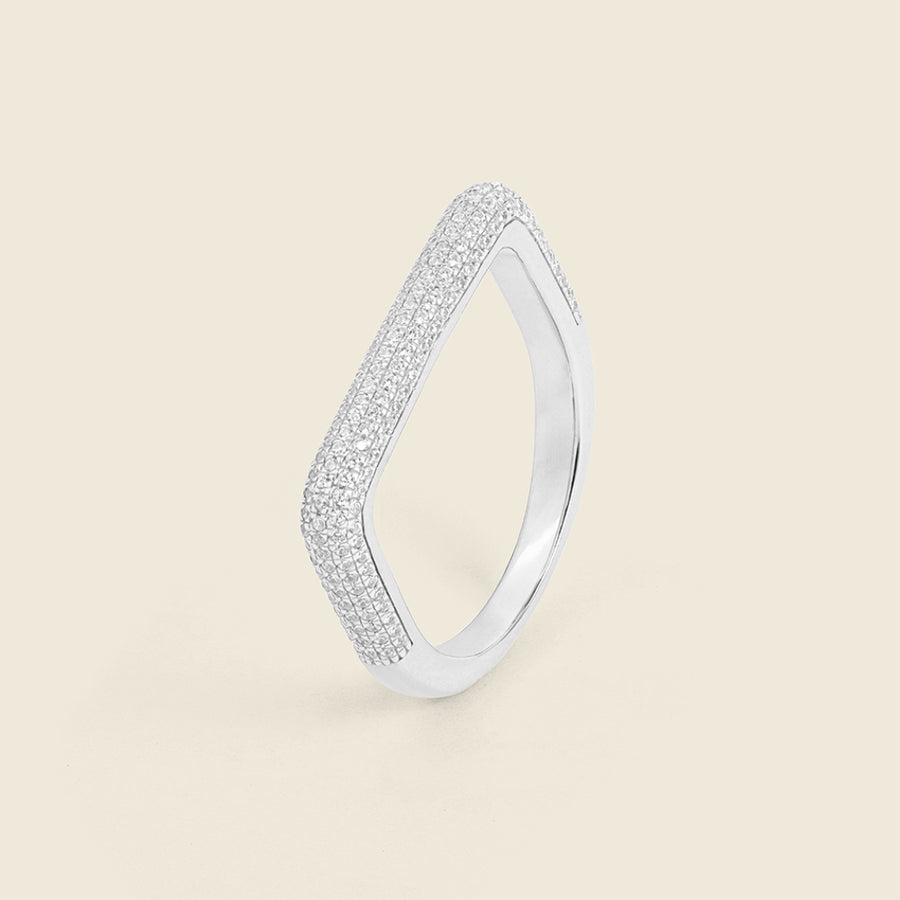 Curved Diamond Bar Stackable Ring