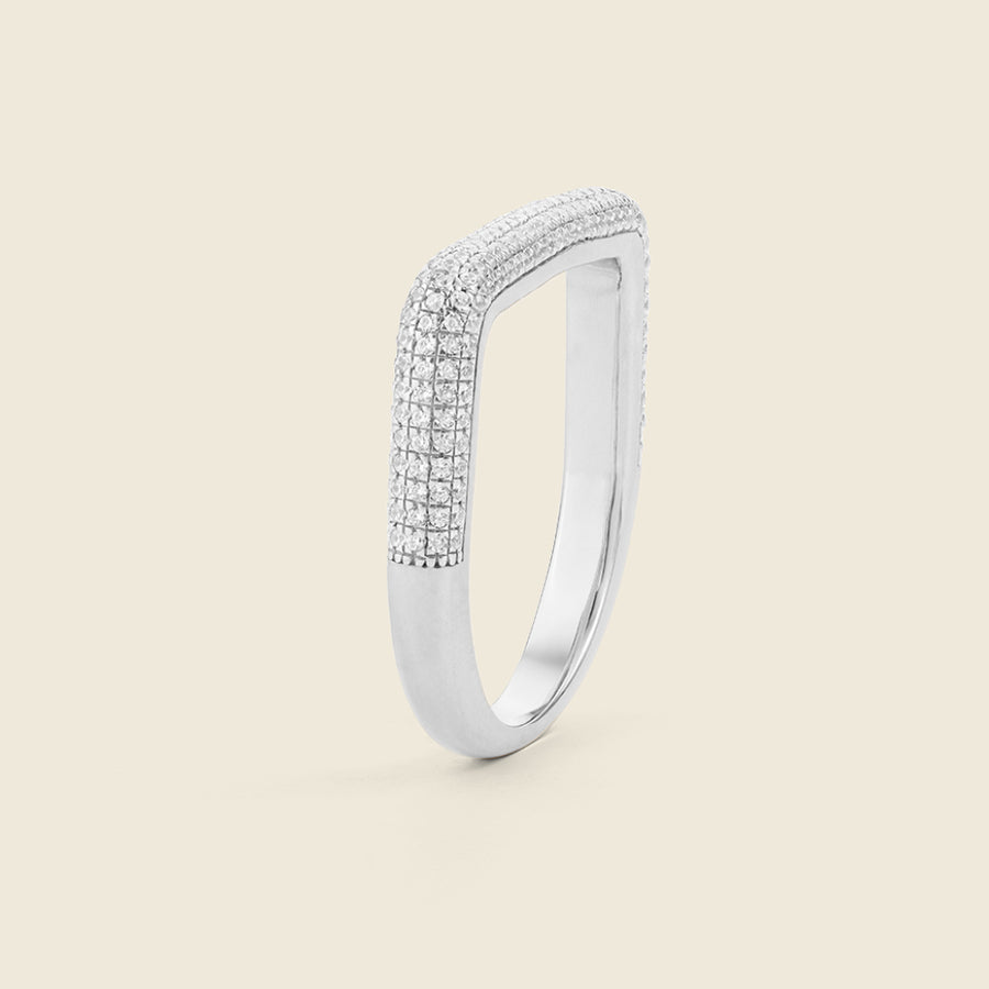 Curved Diamond Bar Stackable Ring