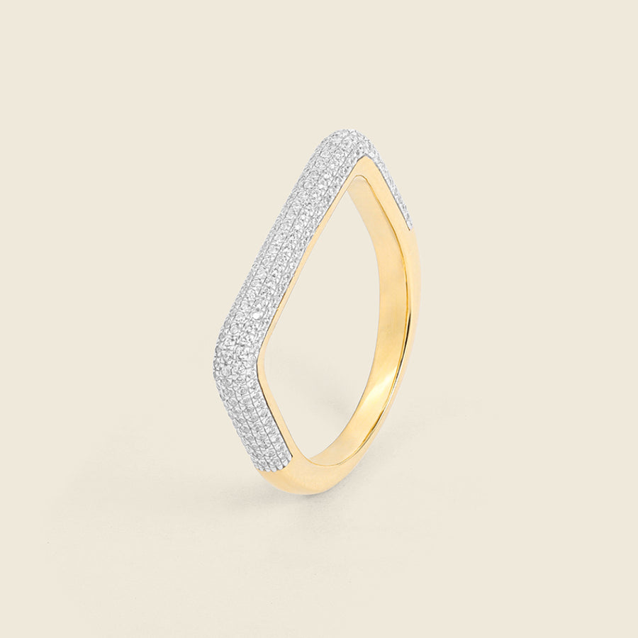 Curved Diamond Bar Stackable Ring