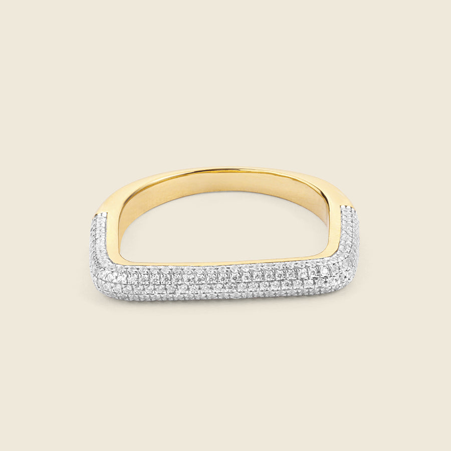 Curved Diamond Bar Stackable Ring