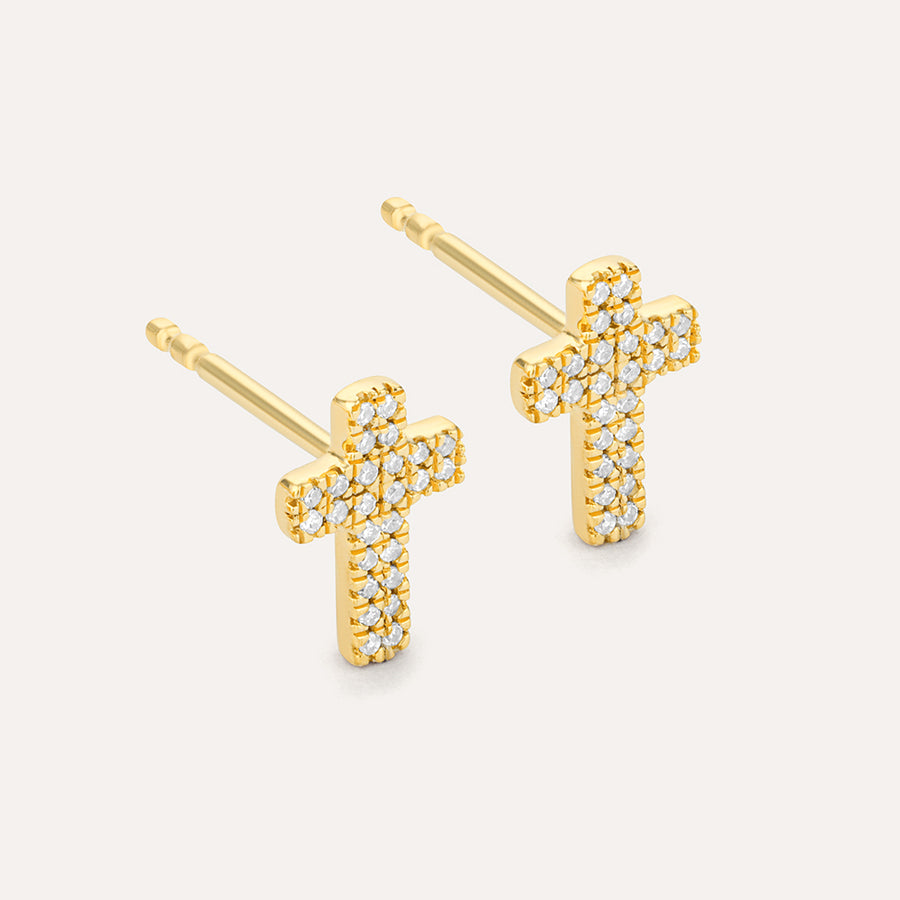 Small Cross Stud Earrings