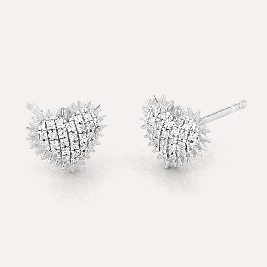 Spiked Heart Stud Earrings