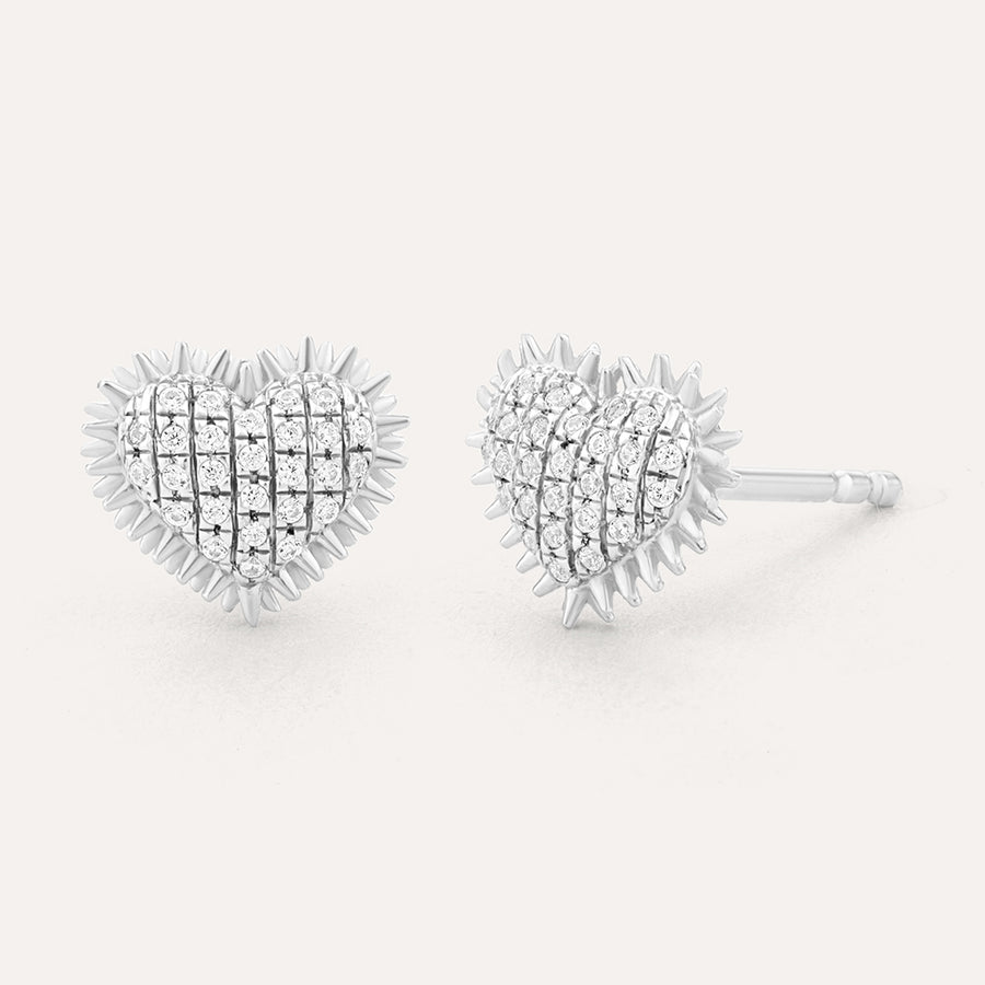 Spiked Heart Stud Earrings