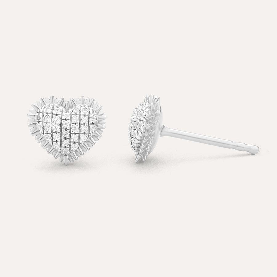 Spiked Heart Stud Earrings