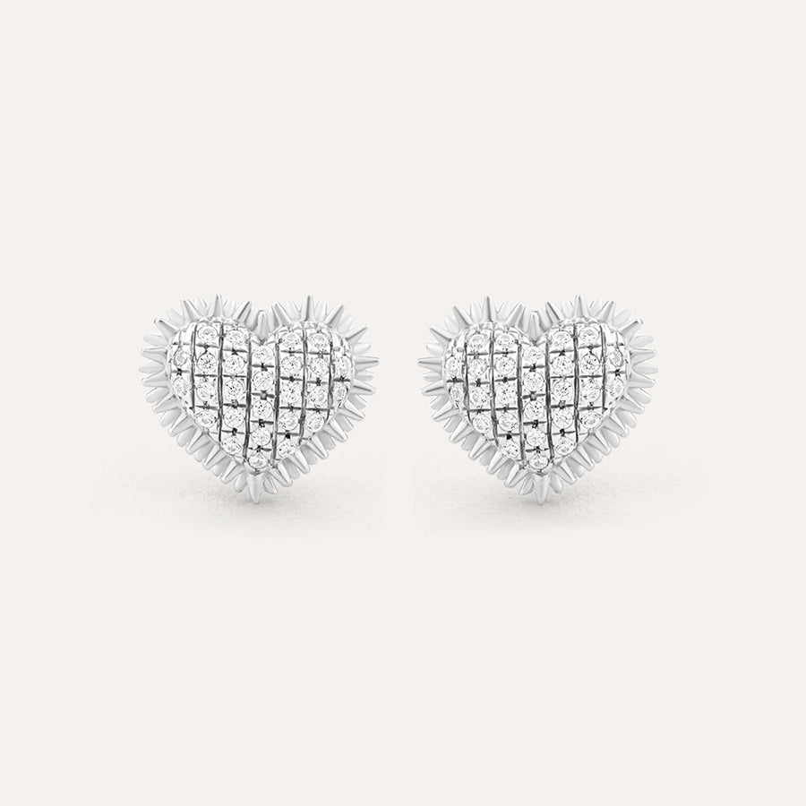 Spiked Heart Stud Earrings